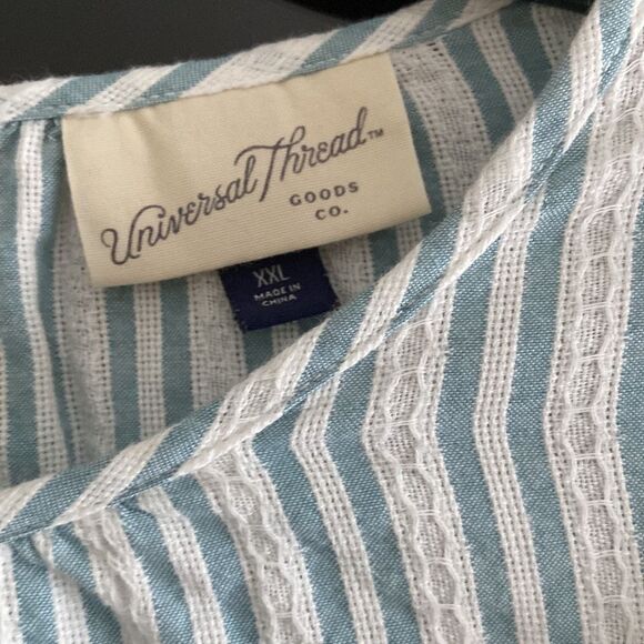 Universal Thread Casual Striped Short Baloon Sleeve Cotton Top with Ruffles - Picture 5 of 10